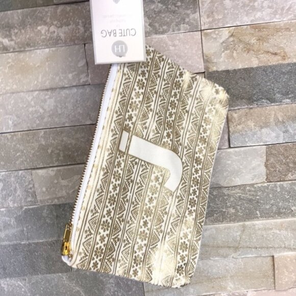 Levtex Monogram Zip Pouch - Metallic - Picture 2 of 4